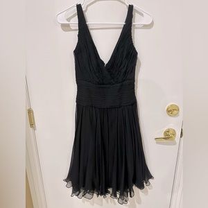 Tadashi Shoji Black 100% Silk Chiffon pleats Cocktail Dress